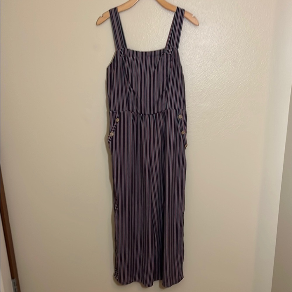 Xhilaration Striped Sleeveless Capri Jumpsuit with Pockets
